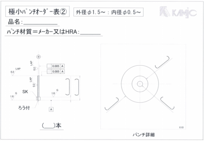 極小パンチオーダー表